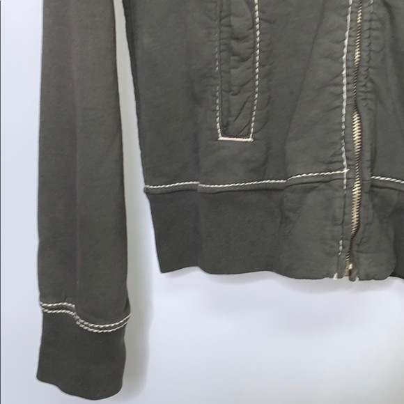 TRUE RELIGION Olive Dye Collar Zip Jersey Sweater - Picture 3 of 8